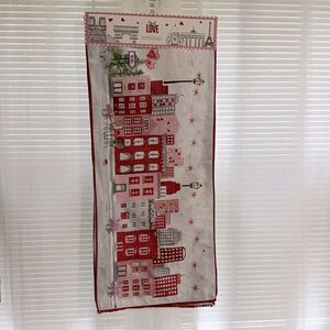 City of LOVE Paris France White Red Multi Metallic Hand Made Table Runner